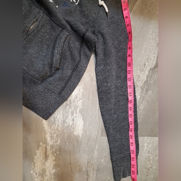 Abercrombie & Fitch zip hoodie. Heathered grey, white. Embroidery. Size L. - Picture 10 of 10